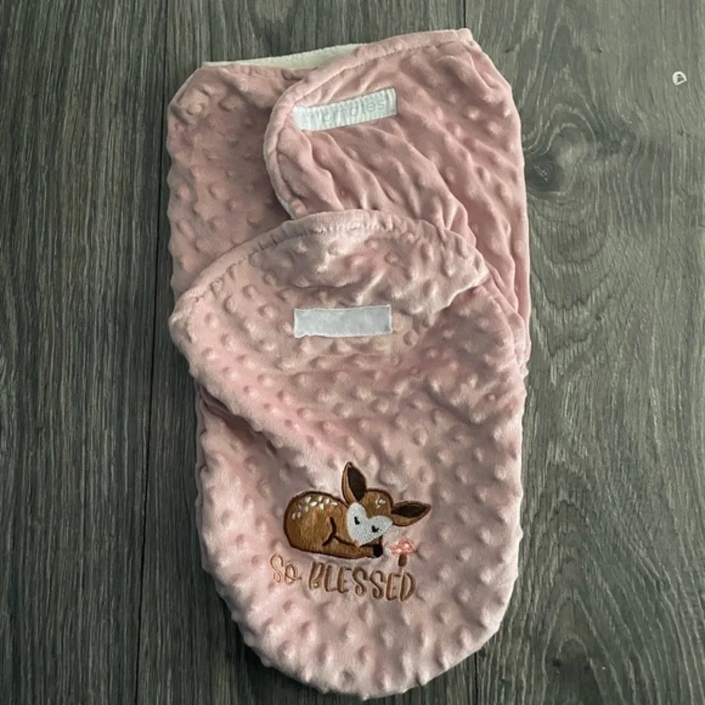 Cribmates Baby Blanket Pink with Deer Embroidery 0+ Months